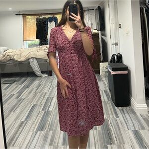 Lauren Ralph Lauren Burgundy Floral Dress